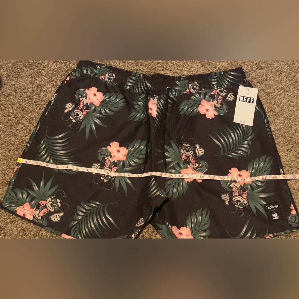 Disney Swim Shorts Mickey Mouse Hawaiian Bathing Suit Neff Men’s Size XL NEW - Picture 12 of 13
